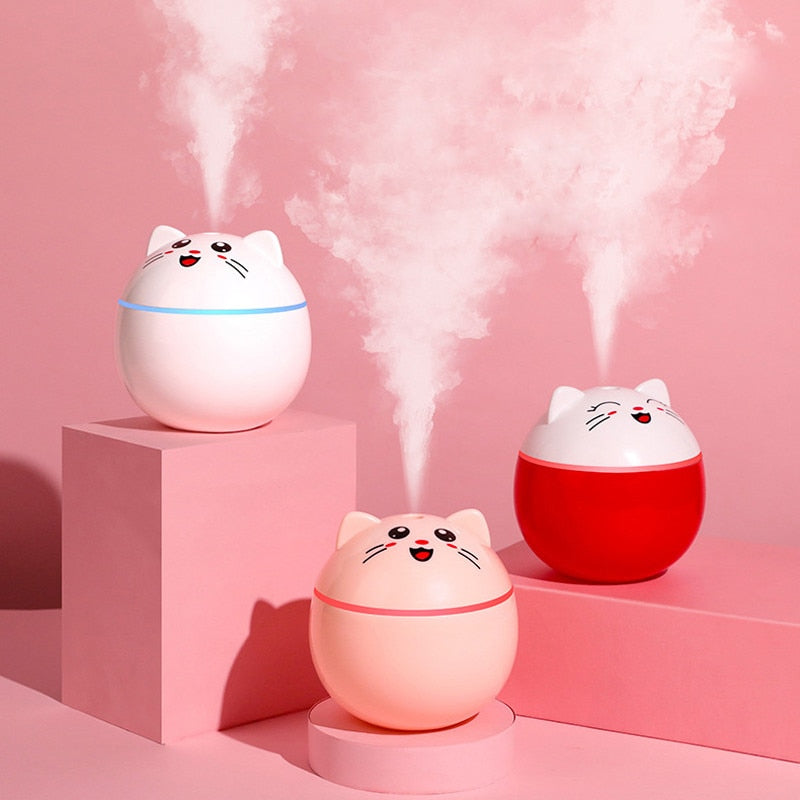 Cute Cat Humidifier - Mini USB Air Humidifier for Bedroom, Desk, & Cozy Aesthetic Room Decor