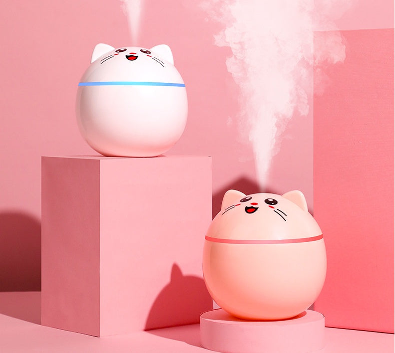 Cute Cat Humidifier - Mini USB Air Humidifier for Bedroom, Desk, & Cozy Aesthetic Room Decor