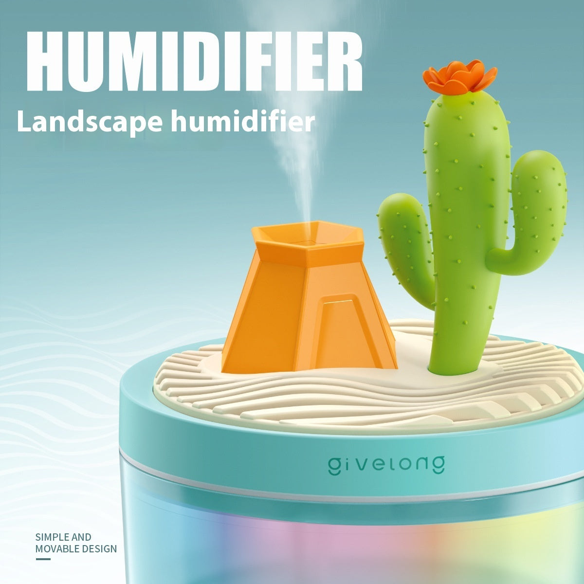 Landscape Humidifier - Cute Desktop Mist with LED Glow